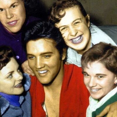 Elvis Presley with fans